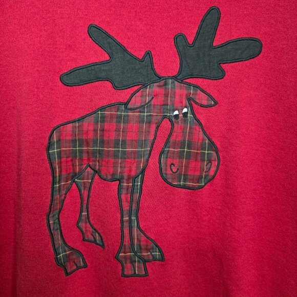 Autumn Plaid Moose/Holiday Sweatshirt XL - Picture 2 of 8